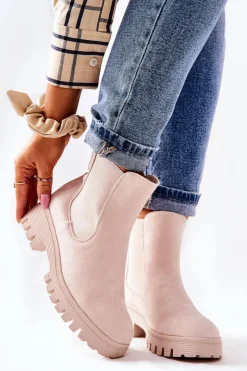 Boto Botki Zimowe Damskie|Brązowe I Beżowe Botki*Zamszowe Botki Ocieplane Jasnobeżowe Tozzi