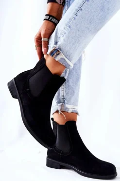 Boto Czarne Botki|Botki Zimowe Damskie*Zamszowe Botki Sztyblety Czarne Astate