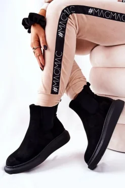 Hot Boto Zamszowe Botki Sztyblety Na Platformie Czarne Marissa