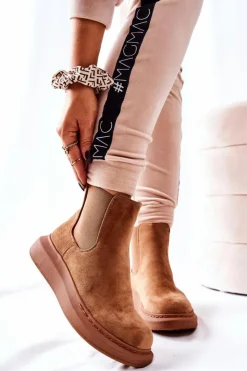 Boto Czarne Botki|Botki Zimowe Damskie*Zamszowe Botki Sztyblety Na Platformie Beżowe Marissa