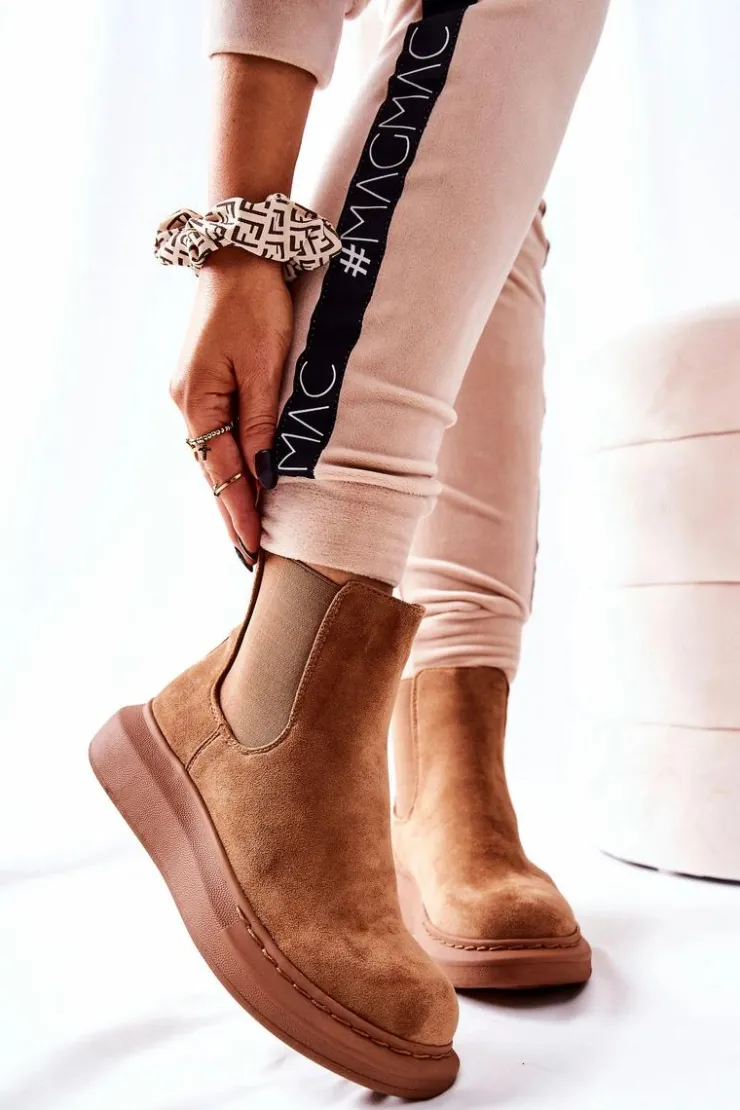 Boto Czarne Botki|Botki Zimowe Damskie*Zamszowe Botki Sztyblety Na Platformie Beżowe Marissa