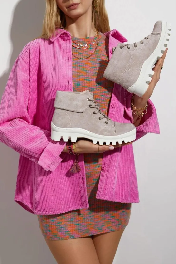 Damskie Damskie buty S.Barski Zamszowe Botki Trapery Wiązane Jasnofioletowe Dalles