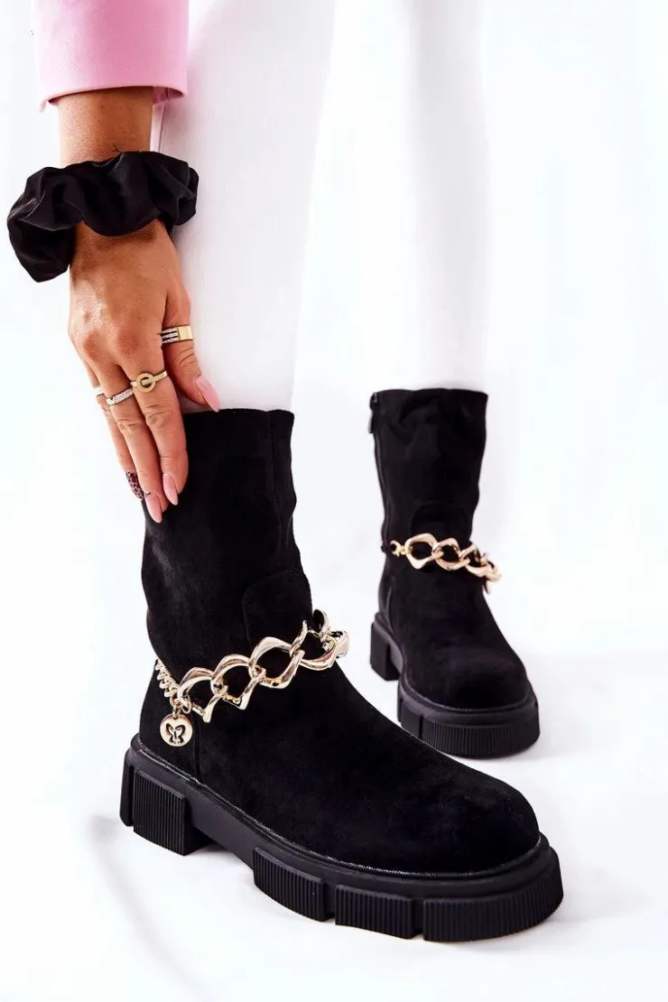 Online Boto Zamszowe Botki Workery Czarne Hellio