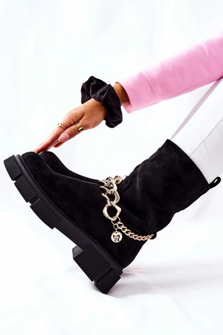 Online Boto Zamszowe Botki Workery Czarne Hellio