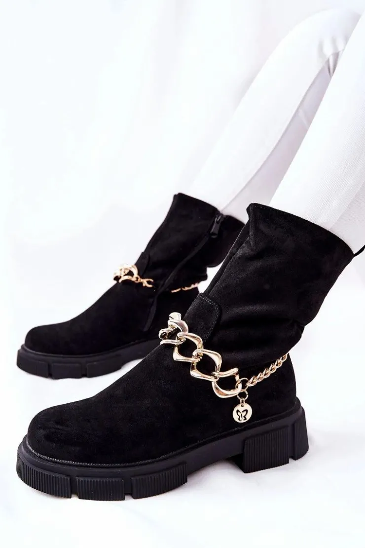 Online Boto Zamszowe Botki Workery Czarne Hellio