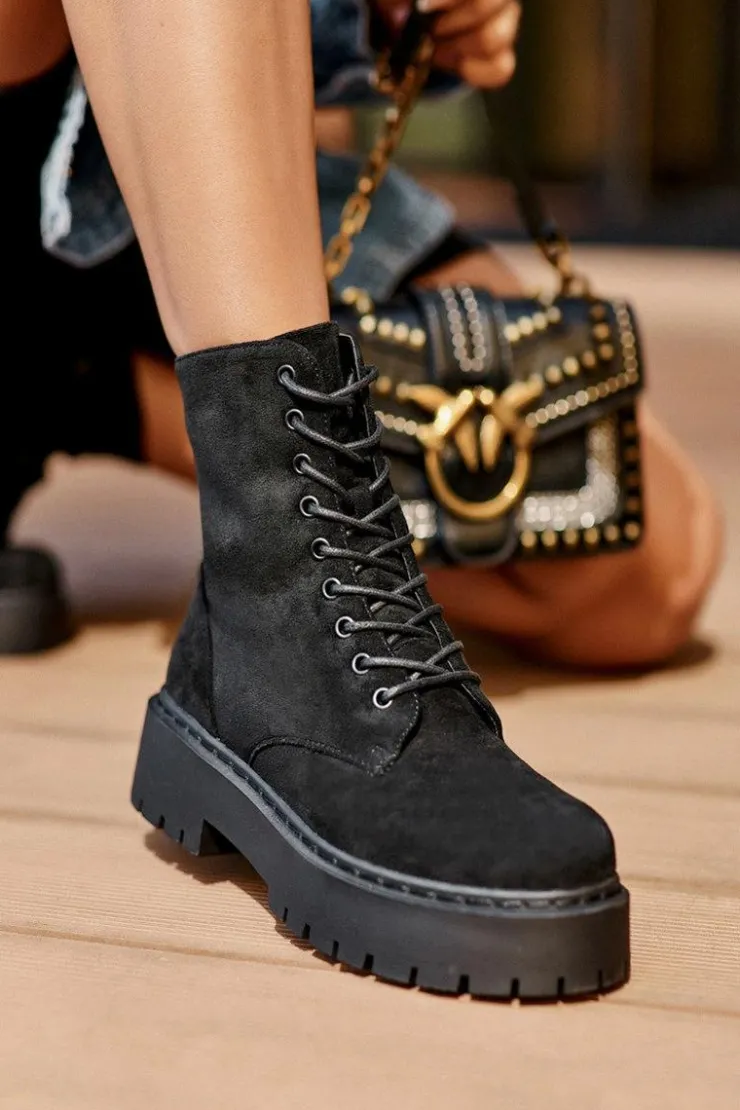 Discount Boto Zamszowe Botki Workery Damskie Czarne Dearia