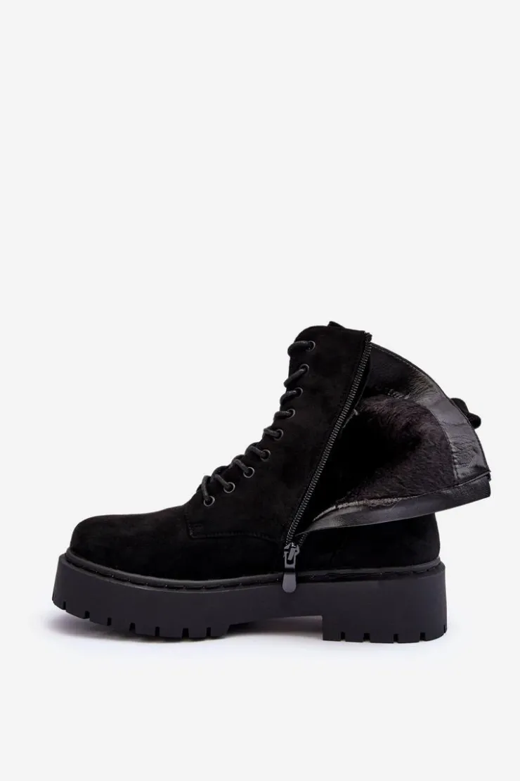 Discount Boto Zamszowe Botki Workery Damskie Czarne Dearia
