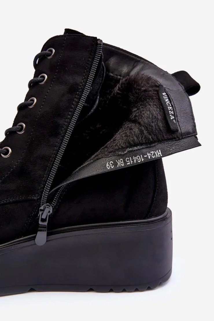 Buty damskie Vinceza Botki Na Koturnie|Czarne Botki*Zamszowe Botki Workery Na Masywnej Platformie Koturnie Czarne Lavica