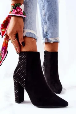 New Boto Zamszowe Botki Z Cekinami Czarne Sorienta