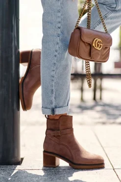 Boto Botki Na Słupku|Botki Zimowe Damskie*Zamszowe Botki Z Klamrą Brązowe Neste