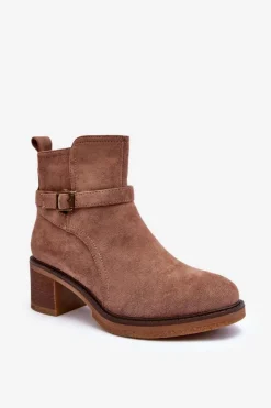 Boto Botki Na Słupku|Botki Zimowe Damskie*Zamszowe Botki Z Klamrą Brązowe Neste