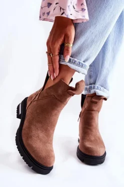 Sale Boto Zamszowe Botki Z Wycięciami Brązowe Elvera