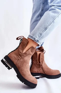 Sale Boto Zamszowe Botki Z Wycięciami Brązowe Elvera