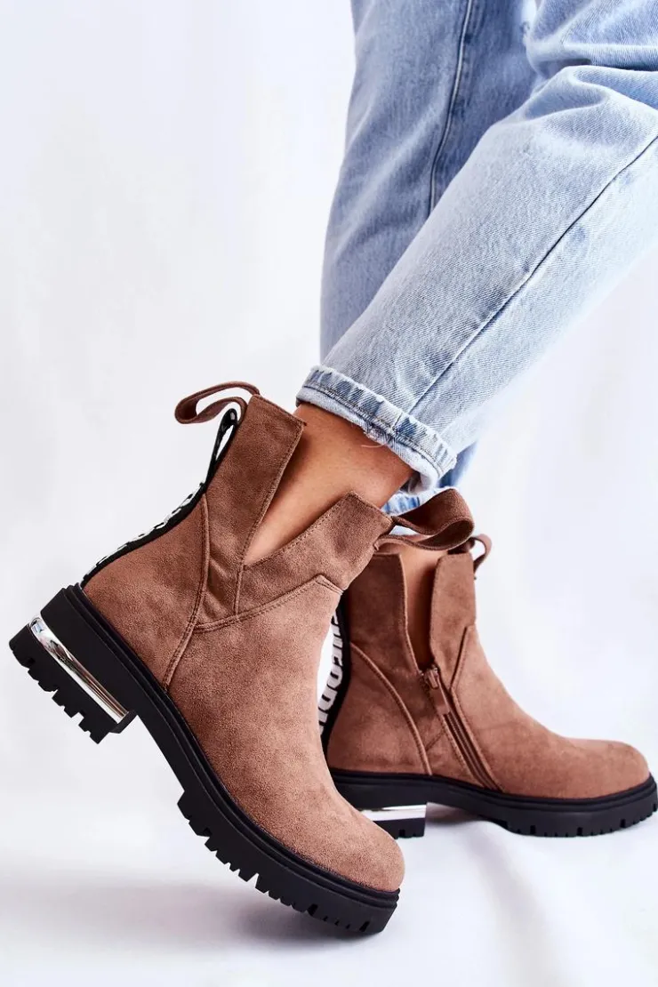 Sale Boto Zamszowe Botki Z Wycięciami Brązowe Elvera