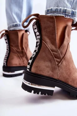 Sale Boto Zamszowe Botki Z Wycięciami Brązowe Elvera