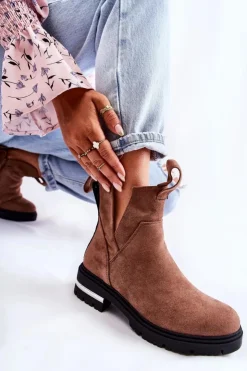 Sale Boto Zamszowe Botki Z Wycięciami Brązowe Elvera