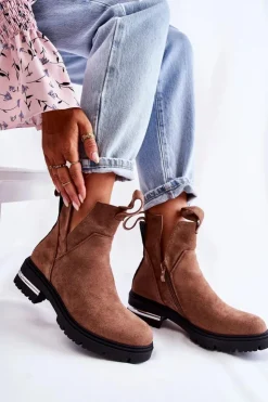 Sale Boto Zamszowe Botki Z Wycięciami Brązowe Elvera