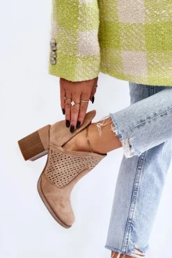 Online Boto Zamszowe Botki Z Wycięciem Beżowe Layne