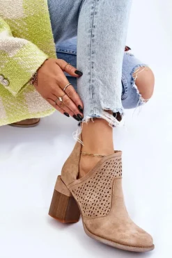 Online Boto Zamszowe Botki Z Wycięciem Beżowe Layne