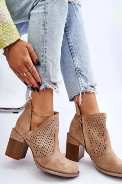 Online Boto Zamszowe Botki Z Wycięciem Beżowe Layne