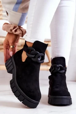 Boto Botki Wiosenne|Czarne Botki*Zamszowe Botki Z Wycięciem Czarne Kirsten