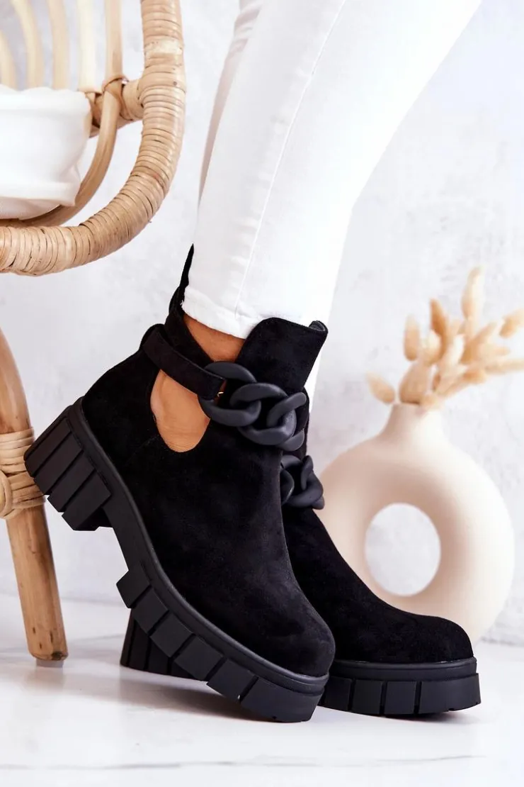 Boto Botki Wiosenne|Czarne Botki*Zamszowe Botki Z Wycięciem Czarne Kirsten