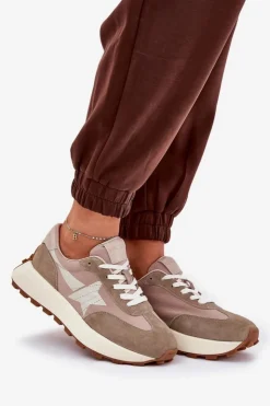 Sale Buty damskie Vinceza Zamszowe Buty Sportowe Damskie Na Platformie Vinceza 66720 Beżowe Beżowy