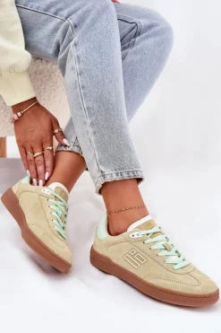 D.Franklin Sneakersy Damskie*Zamszowe Buty Sportowe Sneakersy Damskie DFSH387005 Limonkowe Zielony