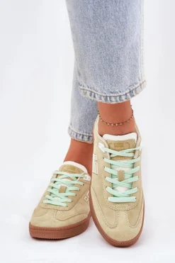 D.Franklin Sneakersy Damskie*Zamszowe Buty Sportowe Sneakersy Damskie DFSH387005 Limonkowe Zielony