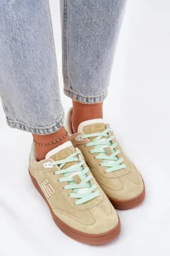 D.Franklin Sneakersy Damskie*Zamszowe Buty Sportowe Sneakersy Damskie DFSH387005 Limonkowe Zielony