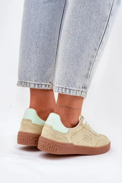 D.Franklin Sneakersy Damskie*Zamszowe Buty Sportowe Sneakersy Damskie DFSH387005 Limonkowe Zielony