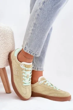 D.Franklin Sneakersy Damskie*Zamszowe Buty Sportowe Sneakersy Damskie DFSH387005 Limonkowe Zielony