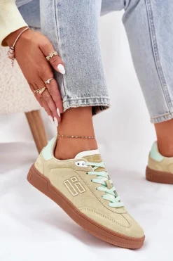 D.Franklin Sneakersy Damskie*Zamszowe Buty Sportowe Sneakersy Damskie DFSH387005 Limonkowe Zielony