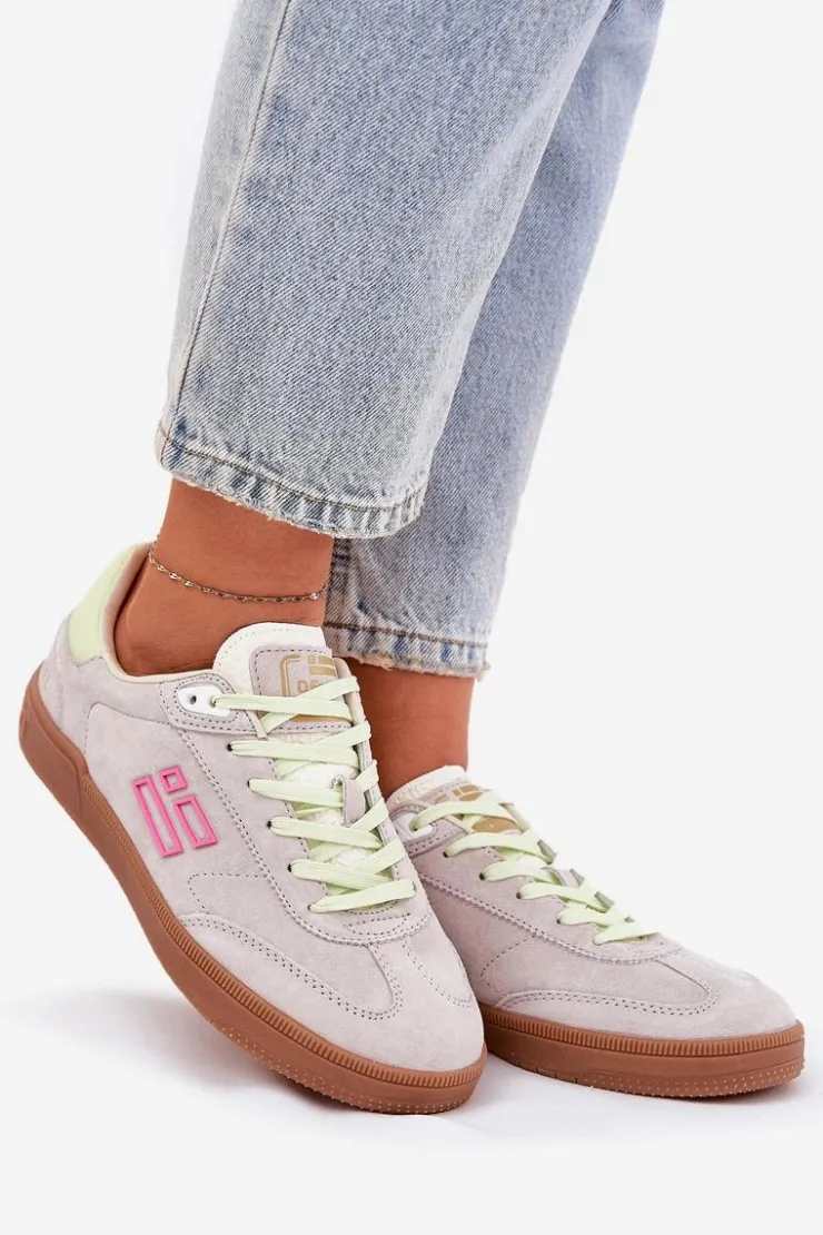 Online D.Franklin Zamszowe Buty Sportowe Sneakersy Damskie DFSH387005 Zgaszona Biel Biały