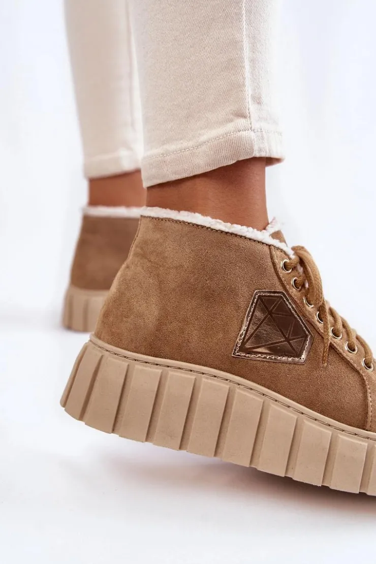 Boto Botki Sznurowane|Botki Płaskie*Zamszowe Buty Sportowe Wiązane Lewski Shoes 3252/N Beżowe