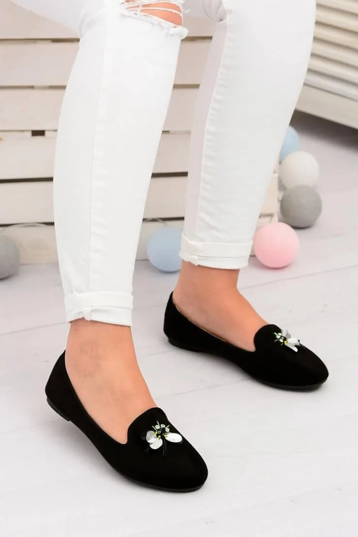 Damskie Boto Zamszowe Czarne Damskie Balerinki Lordsy Veni