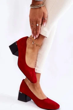 Boto Czółenka Zamszowe|Czółenka Na Słupku*Zamszowe Czółenka La.Fi 230034R-SU Czerwone