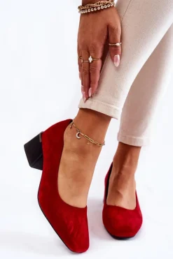 Boto Czółenka Zamszowe|Czółenka Na Słupku*Zamszowe Czółenka La.Fi 230034R-SU Czerwone