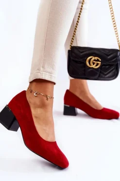 Boto Czółenka Zamszowe|Czółenka Na Słupku*Zamszowe Czółenka La.Fi 230034R-SU Czerwone