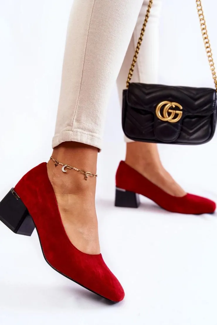 Boto Czółenka Zamszowe|Czółenka Na Słupku*Zamszowe Czółenka La.Fi 230034R-SU Czerwone