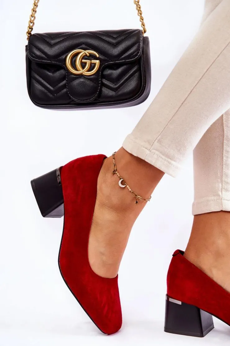 Boto Czółenka Zamszowe|Czółenka Na Słupku*Zamszowe Czółenka La.Fi 230034R-SU Czerwone