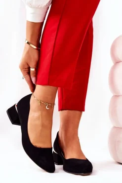 Damskie Boto Zamszowe Czółenka Lewski 3118 Czarne