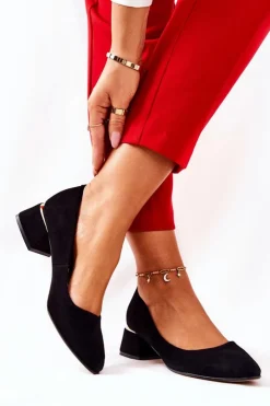 Damskie Boto Zamszowe Czółenka Lewski 3118 Czarne