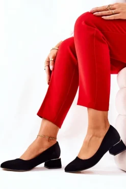 Damskie Boto Zamszowe Czółenka Lewski 3118 Czarne