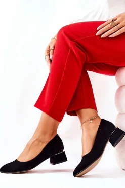 Damskie Boto Zamszowe Czółenka Lewski 3118 Czarne