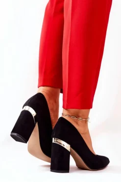 Sale Boto Zamszowe Czółenka Lewski 3117 Czarne Czarny