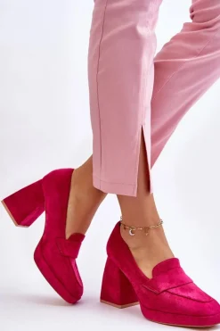 Buty damskie Vinceza Czółenka Na Platformie|Czółenka Na Słupku*Zamszowe Czółenka Na Masywnym Obcasie I Platformie Fuksja Adriel