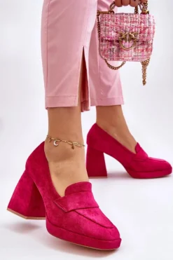 Buty damskie Vinceza Czółenka Na Platformie|Czółenka Na Słupku*Zamszowe Czółenka Na Masywnym Obcasie I Platformie Fuksja Adriel