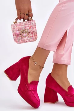 Buty damskie Vinceza Czółenka Na Platformie|Czółenka Na Słupku*Zamszowe Czółenka Na Masywnym Obcasie I Platformie Fuksja Adriel