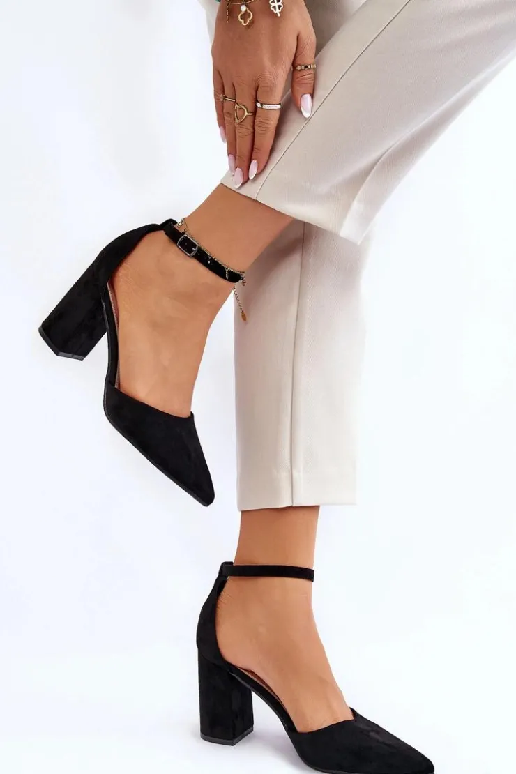 Sale Boto Zamszowe Czółenka Na Słupku Czarne Lexie